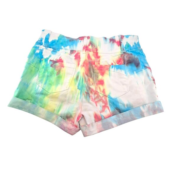 Tie-Dye Shorts Blue Savvy High-Waisted Juniors 3 Button Size 17 (33) JJ3719 - Picture 4 of 8